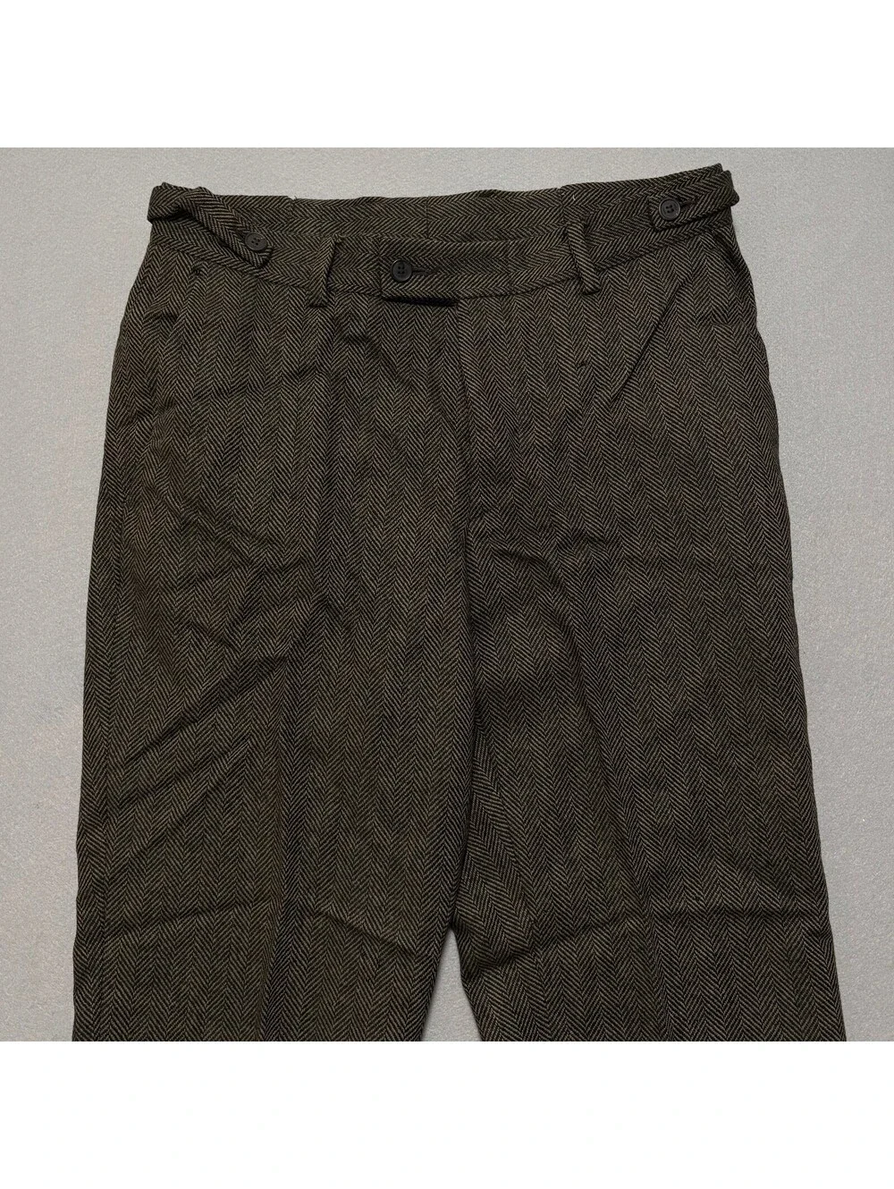 Gucci Herringbone Wool Straight Trousers Dress Chino Pants Men's 48 Brown